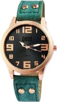 QBOS Damenuhr Grün Rosègold