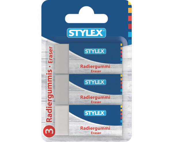 Radiergummi, 3 Stück, weiß