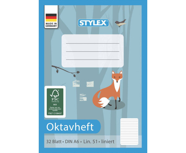 Oktavheft, liniert, DIN A6, 32 Blatt